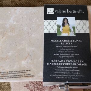 🆕 Valerie Bertinelli Marble Cheese Board & Slicer - Cream